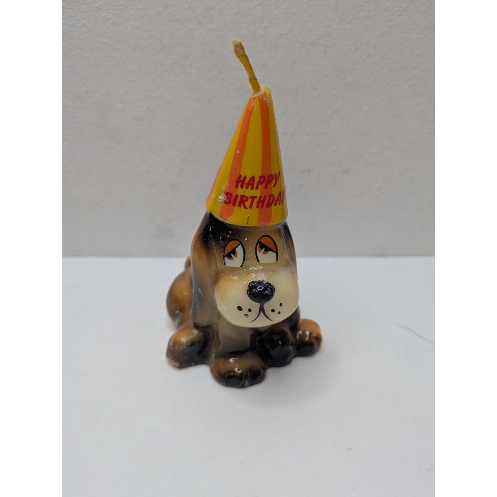 Vintage Russ Hound Sad Puppy Dog Eyes Happy Birthday Candle Sticker New NOS